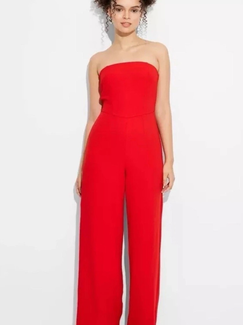 Wild Fable Strapless Red Wide-Leg Jumpsuit